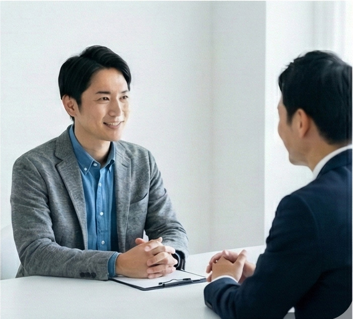 打ち合わせをする2人の男性